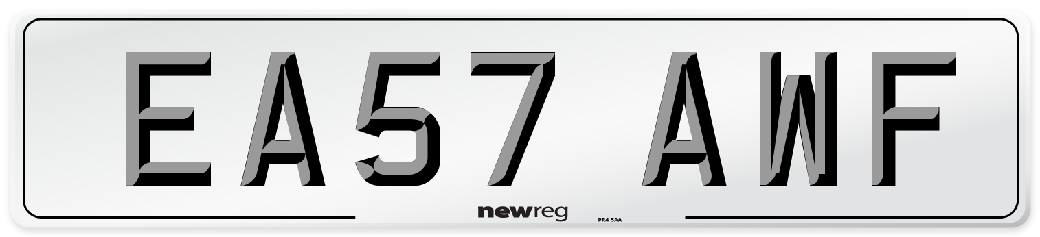 EA57 AWF Number Plate from New Reg